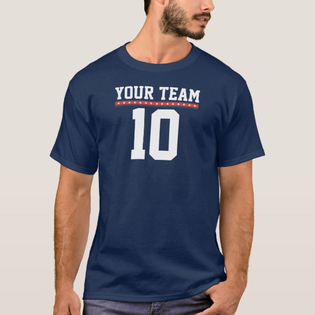 T-Shirt d'équipe personnalisé avec étoiles (Devant)