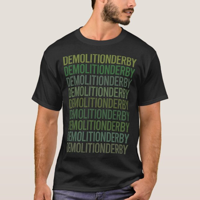 T-shirt Derby de démolition de texte vert (Devant)