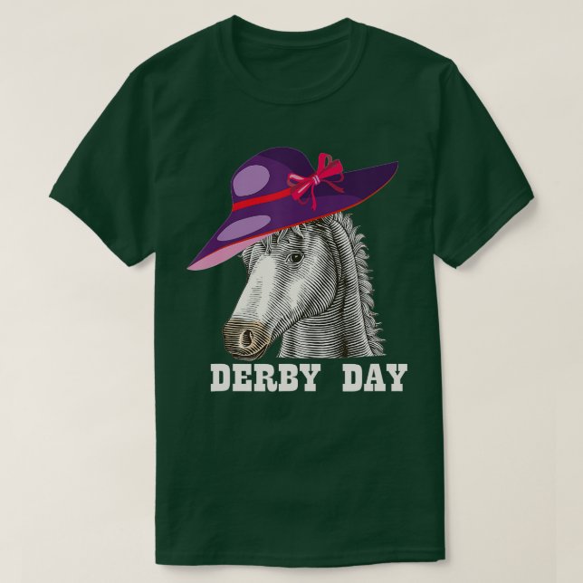 T-shirt Derby jour 2022 drôle cheval de course violet casq (Design devant)