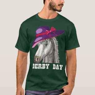 T-shirt Derby jour 2022 drôle cheval de course violet casq