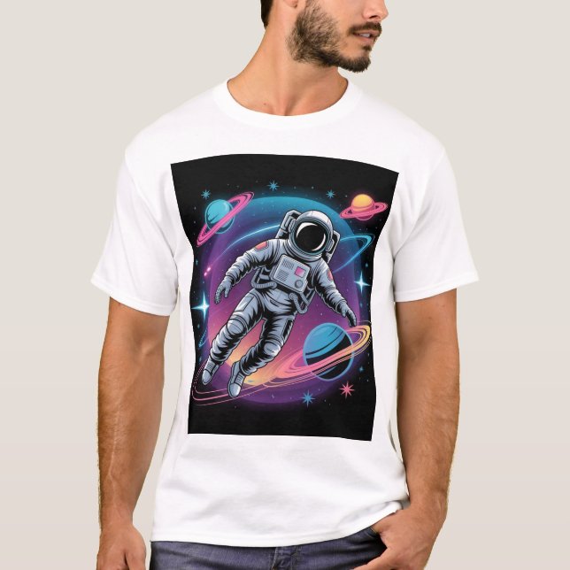 T-shirt Dérive cosmique - Astronaut en Neon Galaxy (Devant)