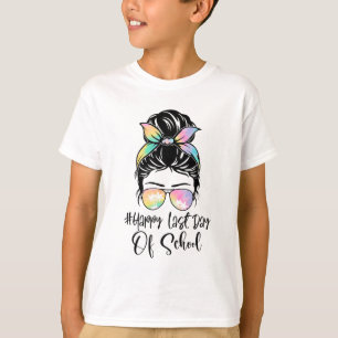 T-shirt Dernier Jour De L'École Messy Bun Tie Dye Femmes É