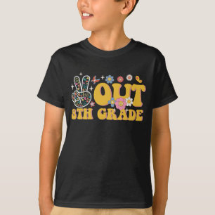 T-shirt Dernier jour d'école groovy de 8e année, Peace Out