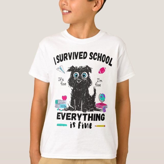 T-shirt Dernier jour d'école, j'ai survécu à l'école (Devant)