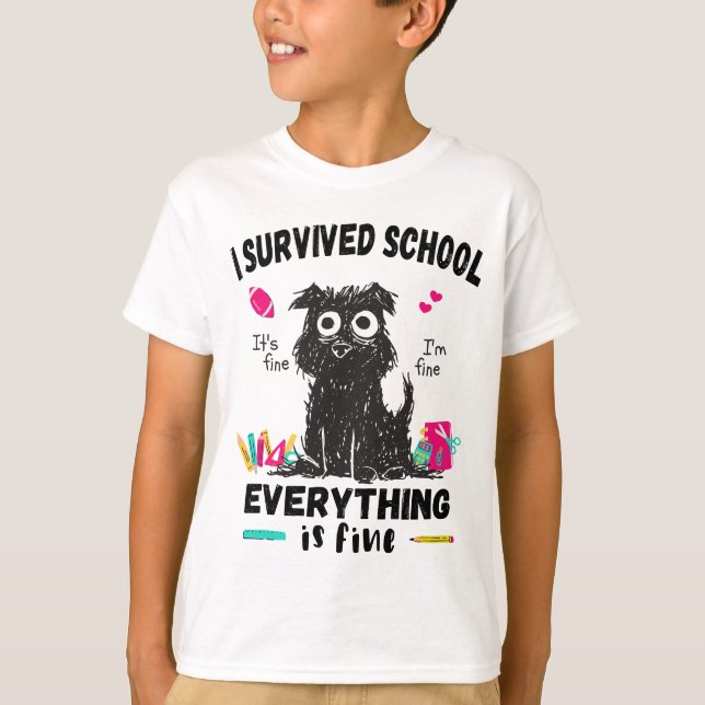 T-shirt Dernier jour d'école, j'ai survécu à l'école (Devant)