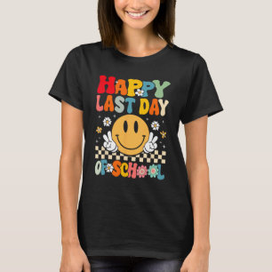 T-shirt Dernier Jour D'école Sourire Visage Groovy Profess