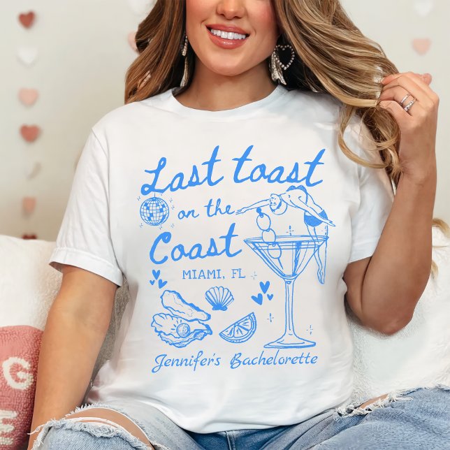 T-shirt Dernier Toast Sur La Côte Plage Bachelorette Bleue (Créateur téléchargé)