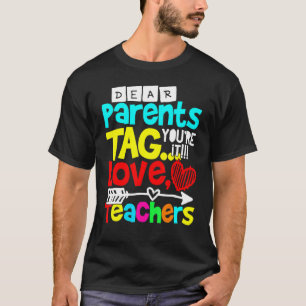 T-shirt Dernière journée d'école Chers parents Étiquette V