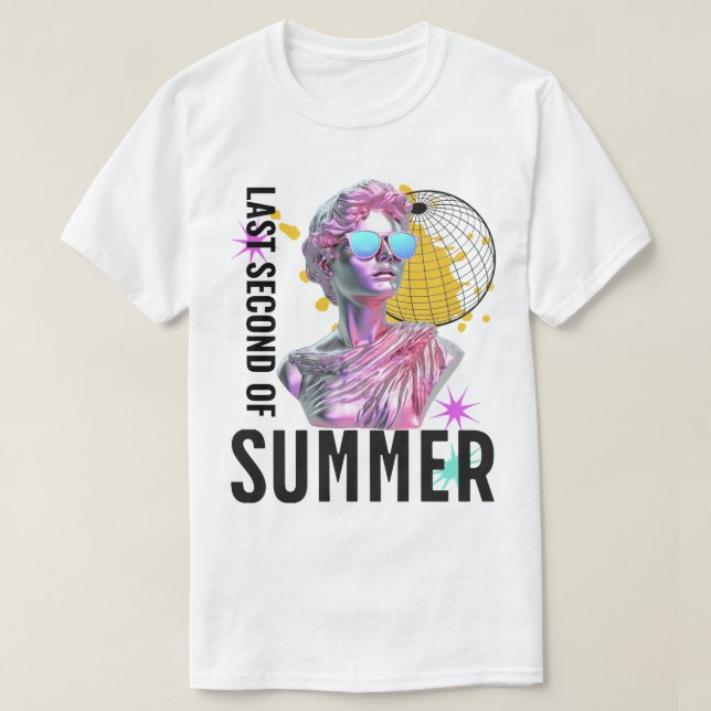 T-shirt Dernière seconde de la statue Vaporwave rétro d'ét (Design devant)