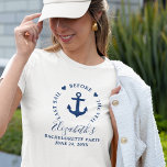 T-shirt Dernière Voile Avant Le Veil Bachelorette Party<br><div class="desc">Dernière voile avant le Veil Nautique Bachelorette Party Ancres Coeurs Marine bleu et blanc T-shirt</div>