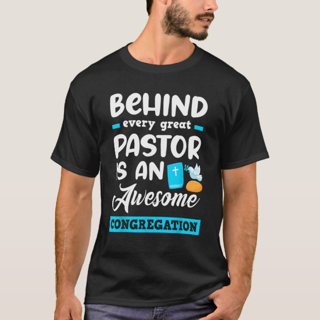 T-shirt Derrière Chaque Grand Pasteur Se Trouve Une Congre (Devant)