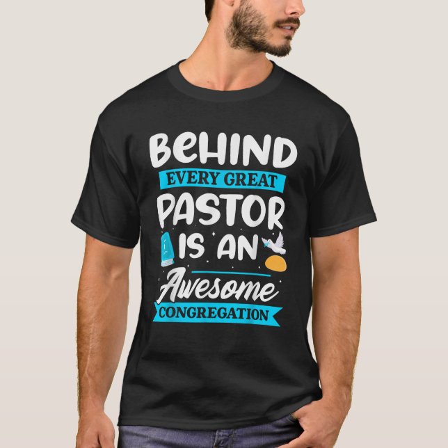 T-shirt Derrière chaque grand pasteur se trouve une congré (Devant)