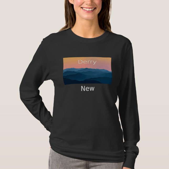 T-shirt Derry New Hampshire Mountain sunset hometown (Devant)