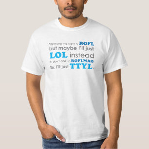 T-shirt des acronymes LOL ROFL ROFLMAO TTYL