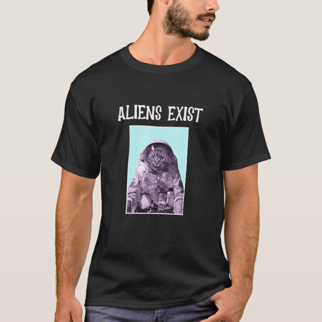 T-shirt Des Aliens Existent Ufo Chasseur Chat (Devant)