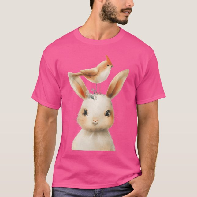T-shirt Des amis lapins et oiseaux (Devant)