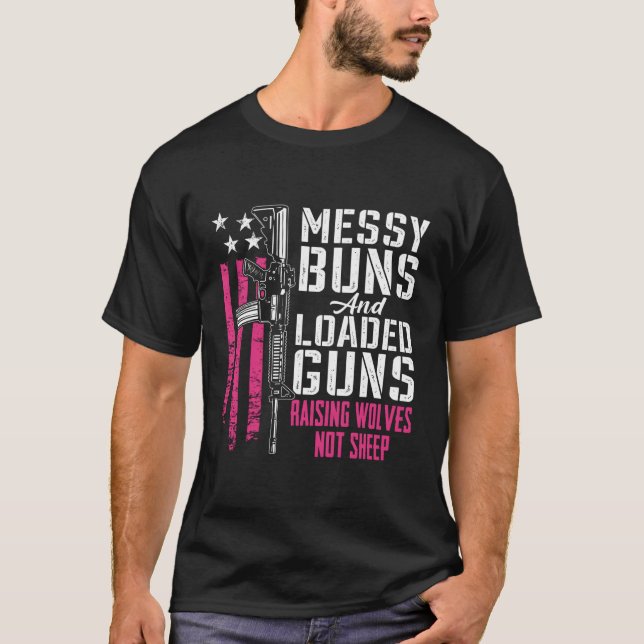 T-shirt Des Armes À Feu Chargées Élevant Des Loups Pas Mou (Devant)