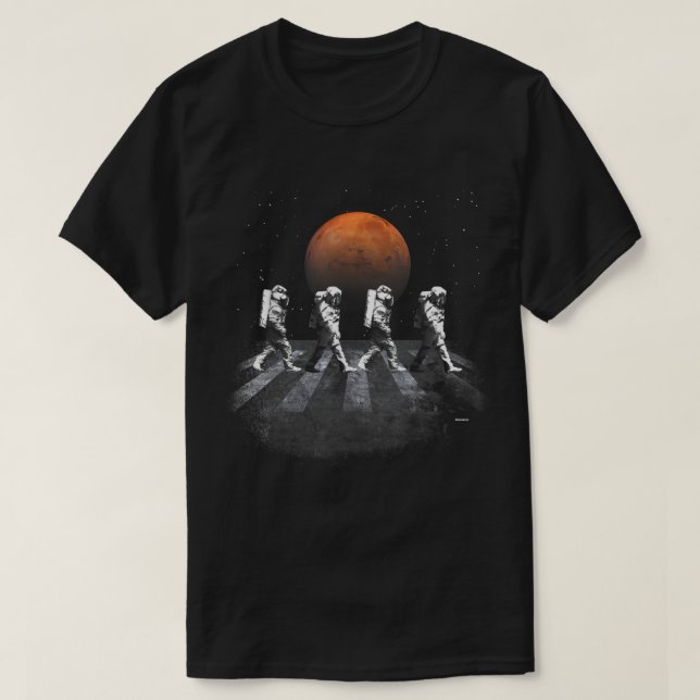 T-shirt Des astronautes à pied dans l'espace Occupons Mars (Design devant)