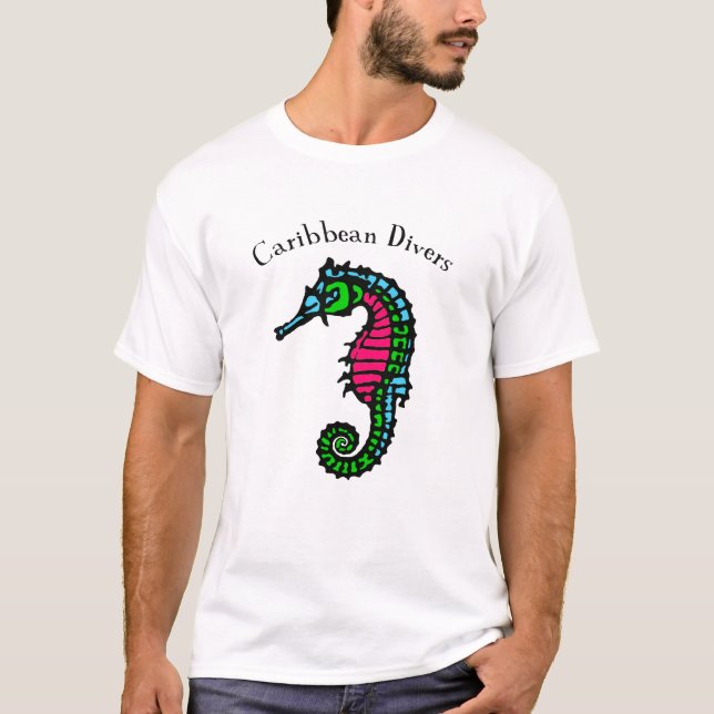 T-shirt des Caraïbes de piqué d'hippocampe (Devant)
