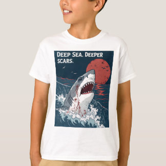 T-shirt Des cicatrices profondes de la mer Grand requin bl