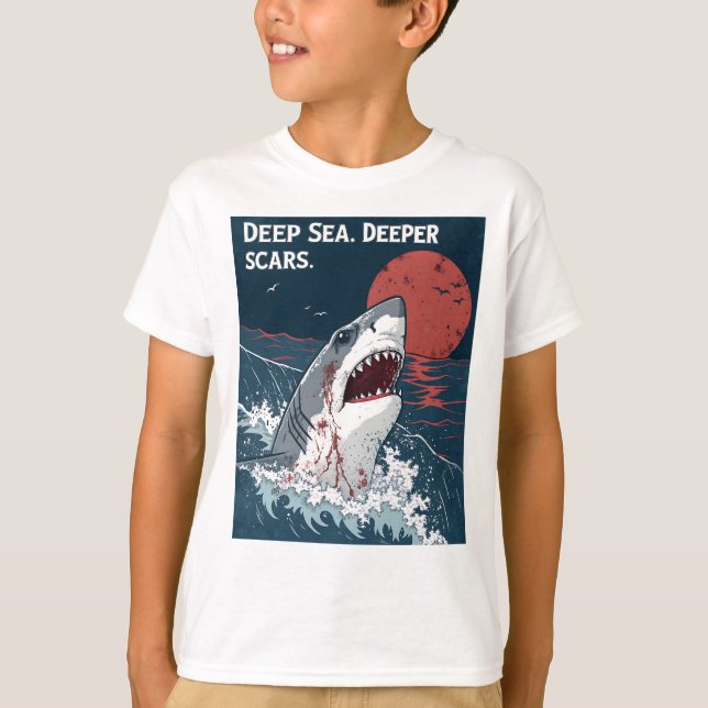 T-shirt Des cicatrices profondes de la mer Grand requin bl (Devant)