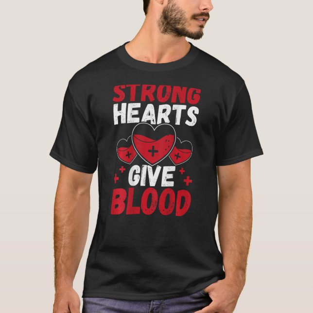 T-shirt Des Coeurs Forts Donnent De L'Arrière-Plan Sang Do (Devant)