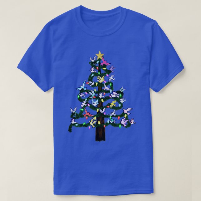 T-shirt Des colombes décorant l'arbre de Noël (Design devant)