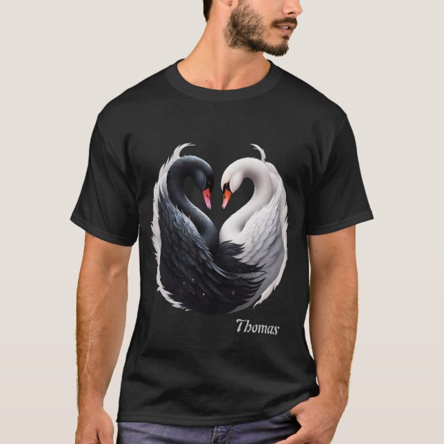 T-shirt Des cygnes élégants qui forment un coeur ensemble. (Devant)