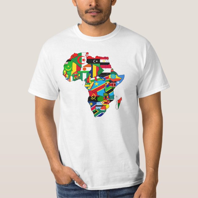 T-shirt Des drapeaux du monde - marquez la carte de (Devant)