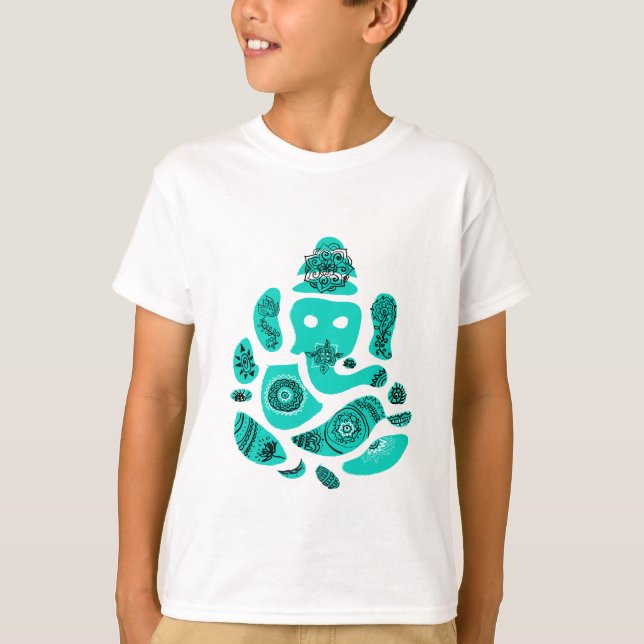 T-shirt des enfants Lord Ganesh Elephant, blanc (Devant)