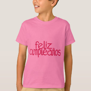 T-shirt des enfants roses chaudes Feliz Cumpleaños