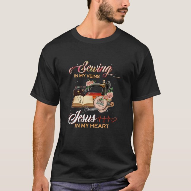 T-shirt Des Femmes Couchant Dans Mes Veines Jésus Dans Mon (Devant)