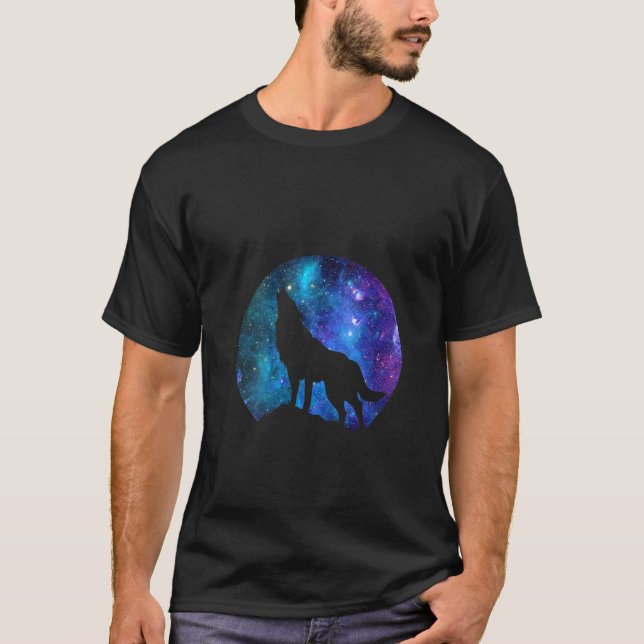 T-shirt Des Femmes Qui Hurlent Le Loup Sous La Pleine lune (Devant)