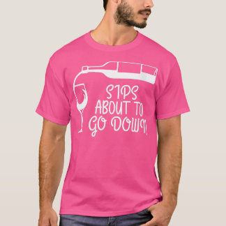 T-shirt Des Femmes Sips Sur Le Point De Descendre Vin Boir
