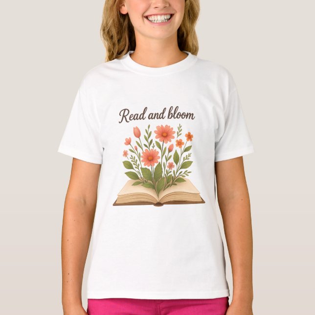 T-shirt des filles à lire et à fleurir (Devant)