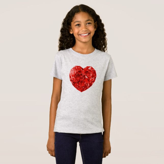 T-shirt des filles au coeur de diamant (Devant entier)