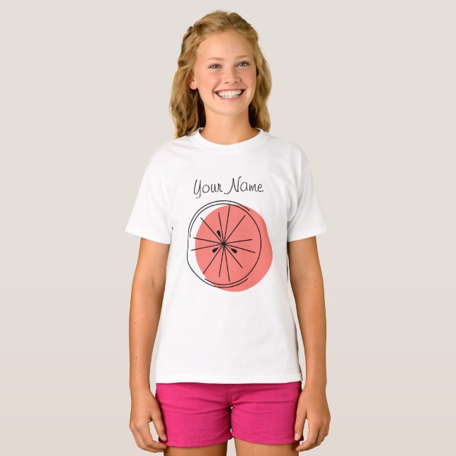 T-shirt des filles Citrus Pink Name (Devant entier)