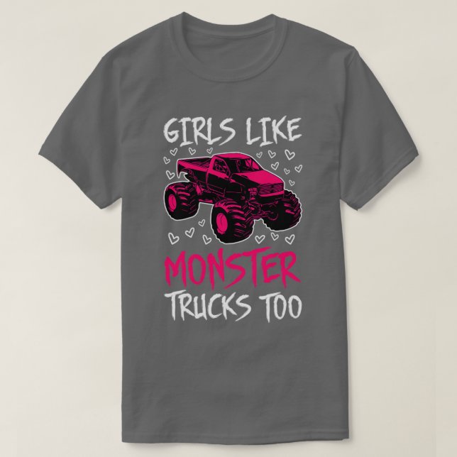 T-shirt Des Filles Comme Des Camions Monstre Moi Aussi (Design devant)