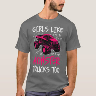 T-shirt Des Filles Comme Des Camions Monstre Moi Aussi