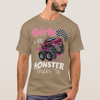 T-shirt Des Filles Comme Un Amoureux De Camions Monster