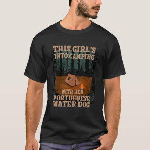 T-shirt Des Filles En Camping Avec Son Portugais Water Dog