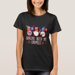 T-shirt Des Gnomes Patriotiques Pour 4 juillet Accroché Av