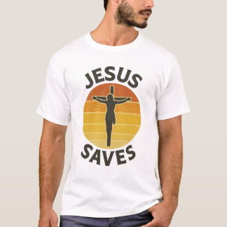T-shirt des hommes chrétiens Jésus sauve Retro Gra