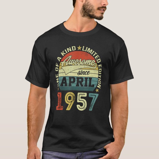 T-shirt Des Légendes Sont Nées En Avril 1957 65 Ans 65E B (Devant)