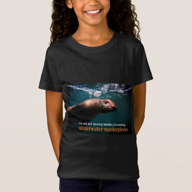 T-Shirt Des lions de mer soufflant des bulles sous l'eau (Devant)