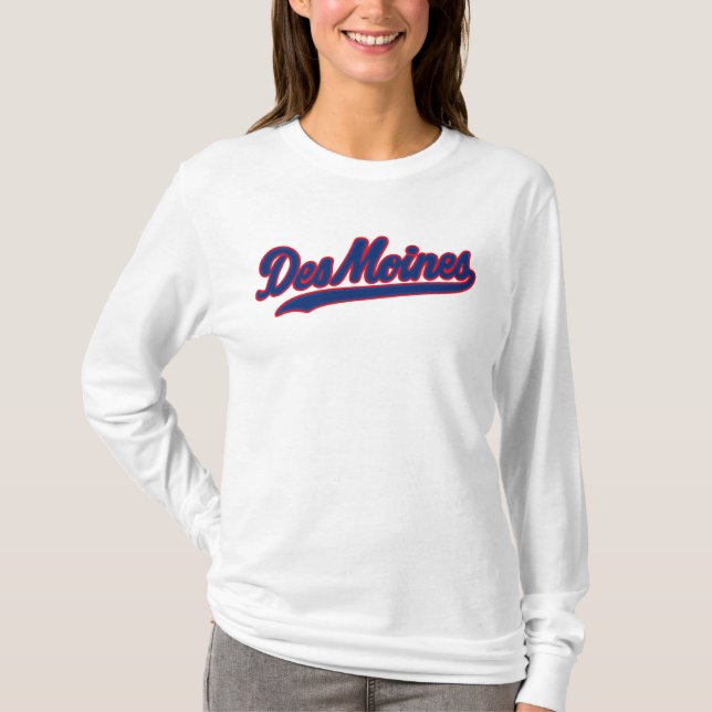 T-shirt Des Moines Iowa Design de script | Ville de Retro (Devant)