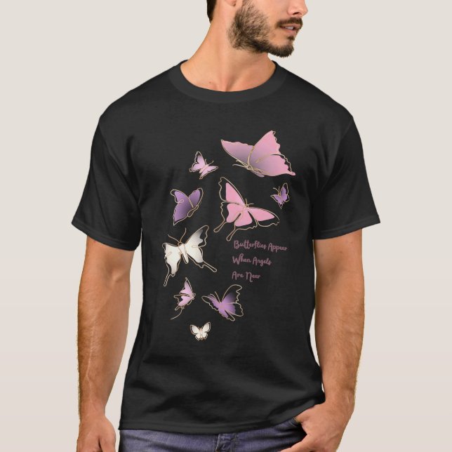 T-shirt Des Papillons Jolies Rose Apparaissent Quand Les A (Devant)