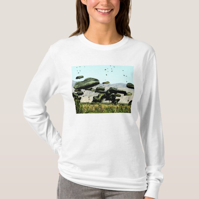 T-shirt Des paquets de nourriture et d'eau sont livrés par (Devant)