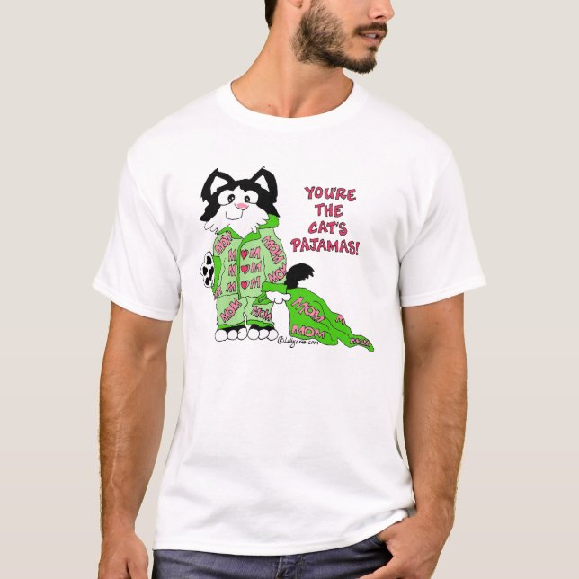 T-shirt des pyjamas du chat du jour de mère (Devant)