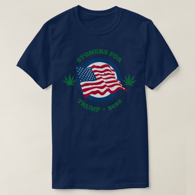 T-shirt Des Stoners Pour Trump 2020 Weed American Flag Rep (Design devant)